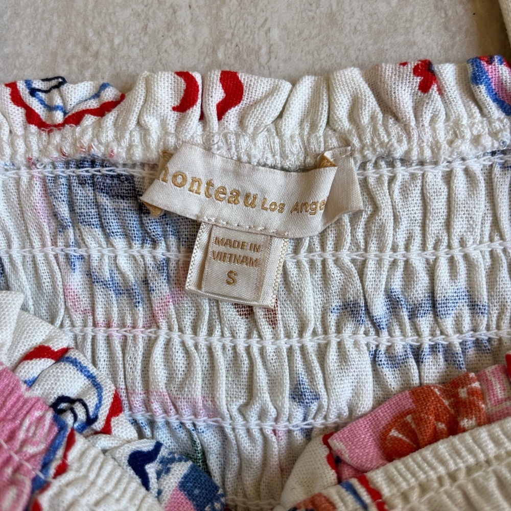 NWOT Monteau Los Angeles Euro Summer Linen Blend Crop Top - Picture 3 of 4